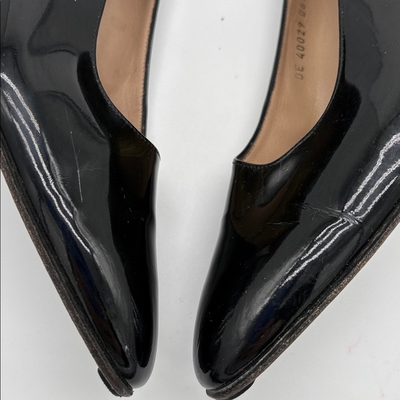 Salvatore Ferragamo Black Patent Leather Silver Heels Women Size 8 BLEMISH - Picture 9 of 12